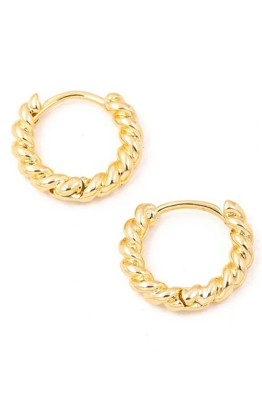 Vendor-unknown Donna Gold Solid Twisted Metallic Hoop Earrings ACCESSORIES