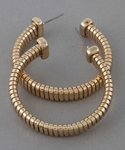 Vendor-unknown Britnee Gold Unique Hoop Earrings