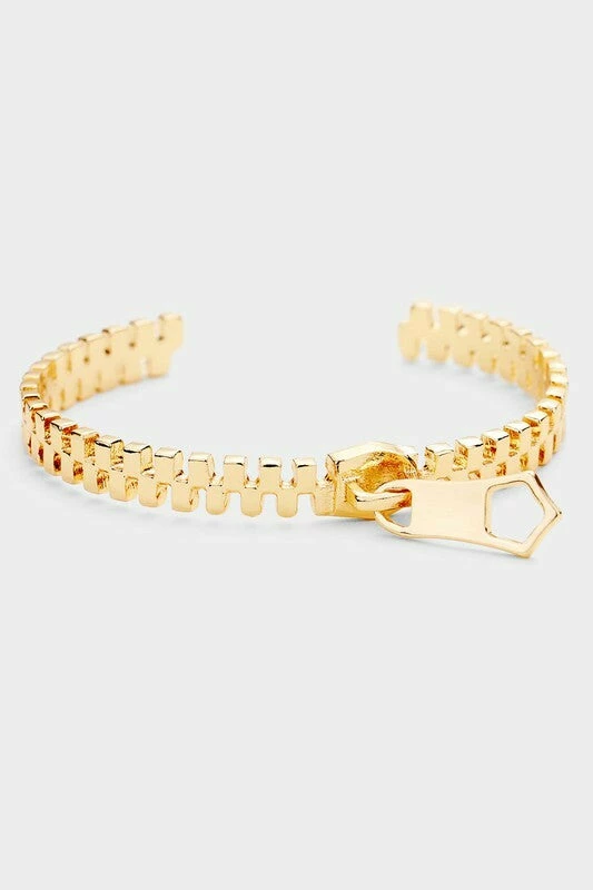 Vendor-unknown JUST IN Christie Gold Metal Zipper Cuff Bracelet