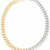 Vendor-unknown JUST IN Melanie Gold & Silver Two Tone Simple Curb Chain Necklace