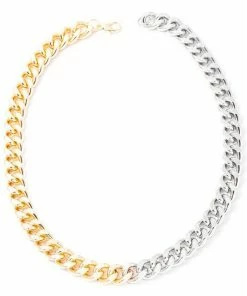 Vendor-unknown JUST IN Melanie Gold & Silver Two Tone Simple Curb Chain Necklace
