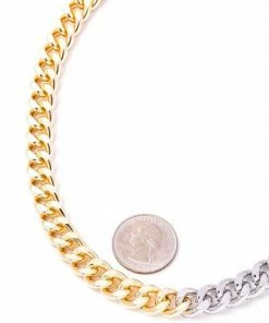 Vendor-unknown JUST IN Melanie Gold & Silver Two Tone Simple Curb Chain Necklace