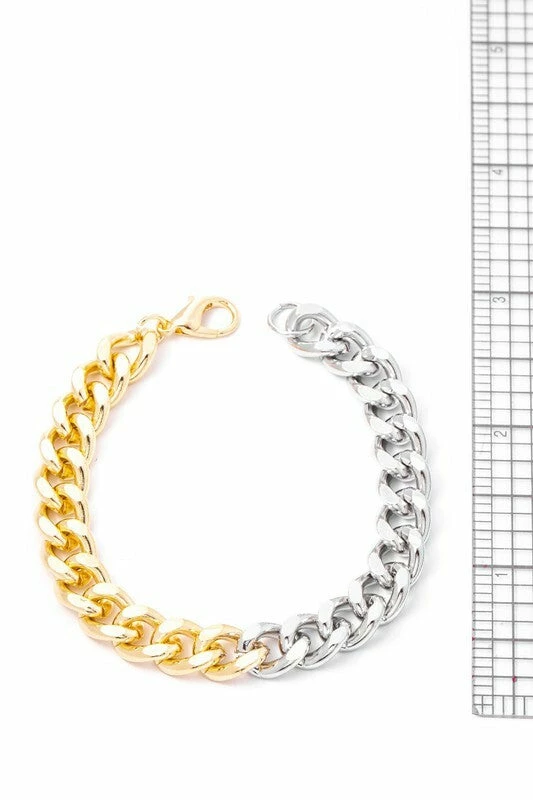 Vendor-unknown Melanie Gold & Silver Two Tone Simple Curb Chain Bracelet JUST IN