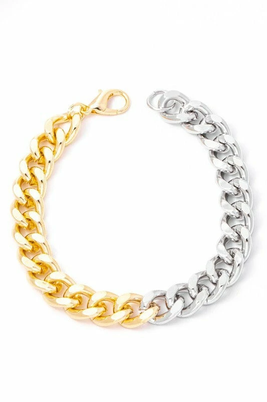 Vendor-unknown Melanie Gold & Silver Two Tone Simple Curb Chain Bracelet JUST IN