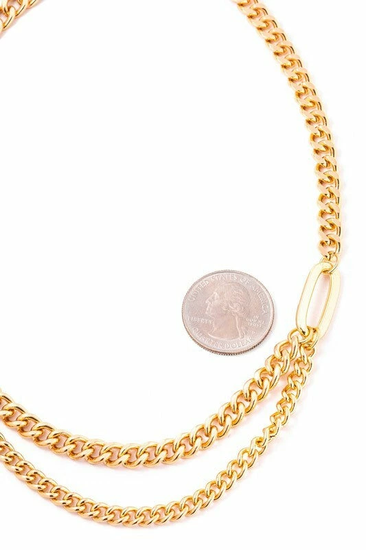 Vendor-unknown Sarah Gold Curb Chain Necklace Set