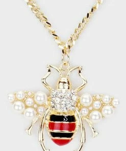 Vendor-unknown Katy Gold Pearl Honey Bee Pendant Chain Layered Necklace JUST IN