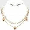 Vendor-unknown JUST IN Farrah Gold Pearl Honey Bee Accented Layered Necklace