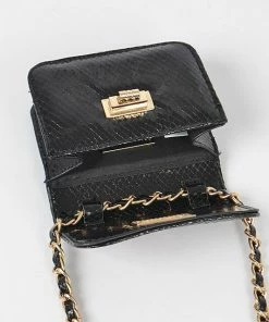 Vendor-unknown Lamar Gold Shinny Snake Pattern Cross Body Bag