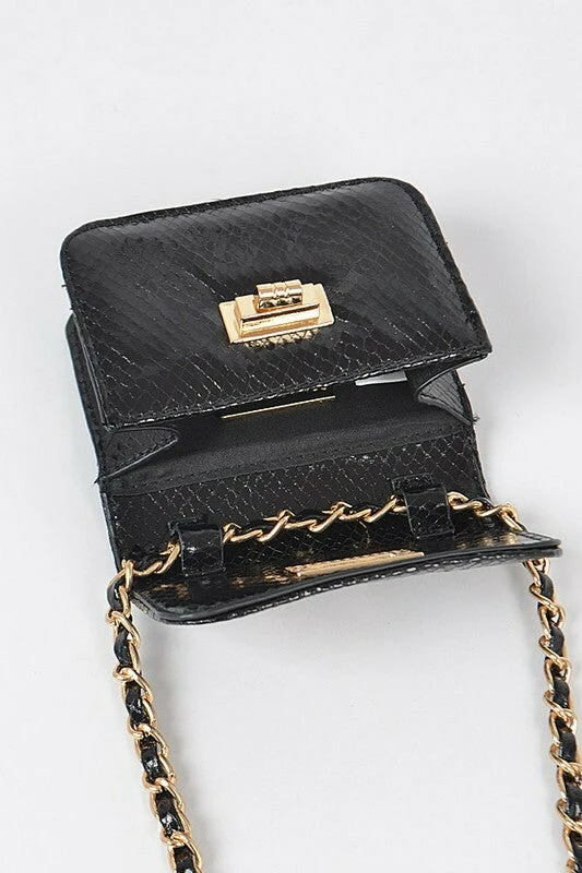 Vendor-unknown Lamar Gold Shinny Snake Pattern Cross Body Bag