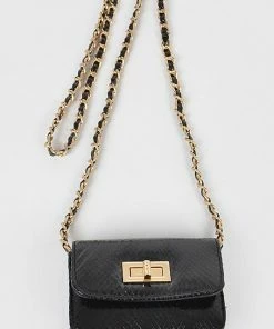 Vendor-unknown Lamar Gold Shinny Snake Pattern Cross Body Bag