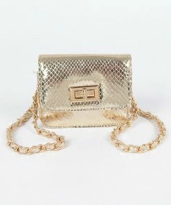Vendor-unknown Lamar Gold Shinny Snake Pattern Cross Body Bag