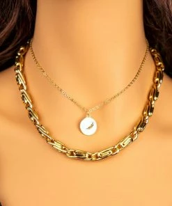 Vendor-unknown Arlene Gold Round Snail Chain & Coin Charm Necklace Set