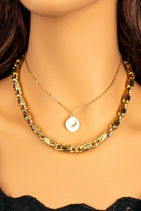 Vendor-unknown Arlene Gold Round Snail Chain & Coin Charm Necklace Set