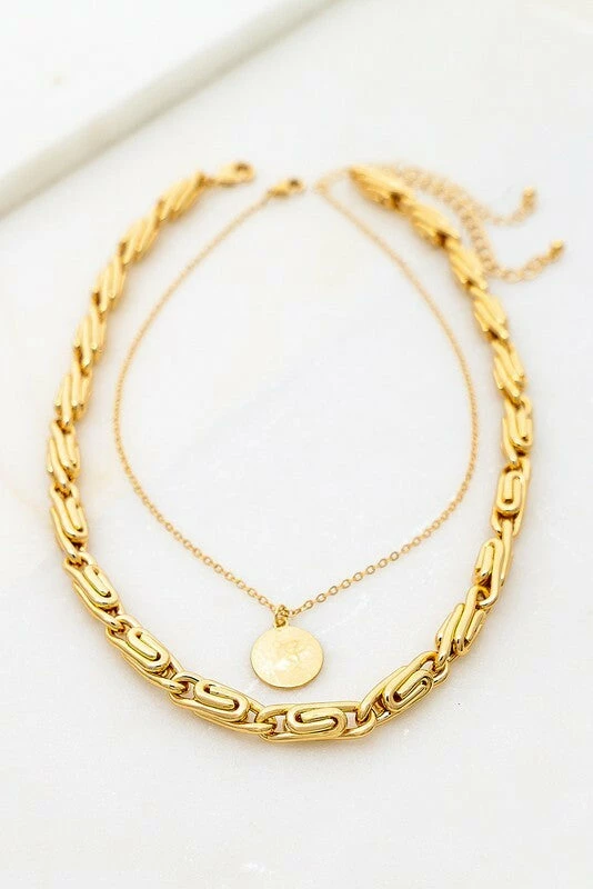 Vendor-unknown Arlene Gold Round Snail Chain & Coin Charm Necklace Set