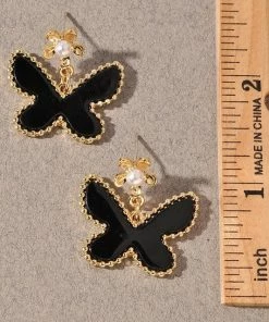 Vendor-unknown ACCESSORIES Maryam White Butterfly Dangle Earrings