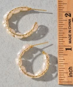 Vendor-unknown Sotya Gold And Pearls Hoop Earrings