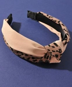 Vendor-unknown Leesa Beige Leopard Print Knot Headband