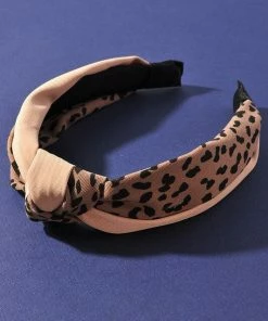 Vendor-unknown Leesa Beige Leopard Print Knot Headband