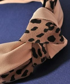 Vendor-unknown Leesa Beige Leopard Print Knot Headband