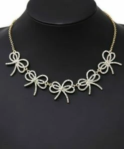 Vendor-unknown JUST IN Loren Gold Pavé Ribbon Bow Statement Necklace