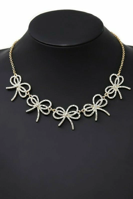 Vendor-unknown JUST IN Loren Gold Pavé Ribbon Bow Statement Necklace