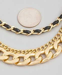 Vendor-unknown JUST IN Rory Gold Layered Bulky Toggle Chain Link Necklace