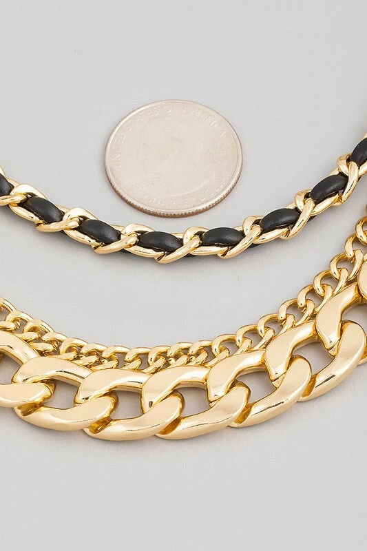 Vendor-unknown JUST IN Rory Gold Layered Bulky Toggle Chain Link Necklace