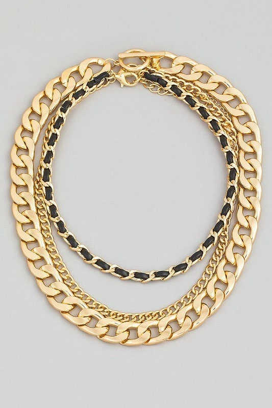 Vendor-unknown JUST IN Rory Gold Layered Bulky Toggle Chain Link Necklace