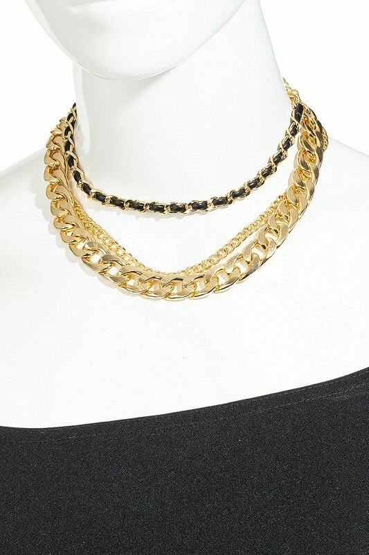Vendor-unknown JUST IN Rory Gold Layered Bulky Toggle Chain Link Necklace