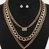 Vendor-unknown Luna Gold 3 Piece Rhinestone Rectangle Pendant Necklaces