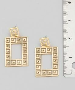 Vendor-unknown Maxim Gold Rectangle Swirl Frame Drop Earrings