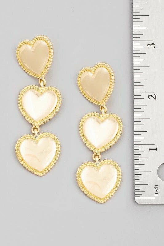 Vendor-unknown Dean Gold Metallic Heart Link Dangle Earrings