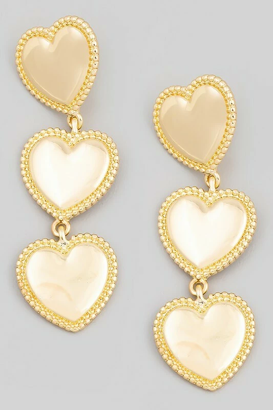 Vendor-unknown Dean Gold Metallic Heart Link Dangle Earrings