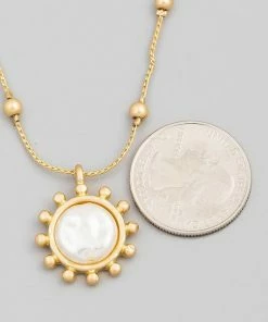 Vendor-unknown Lorelai Gold Layered Pearl Sun Pendant Necklace JUST IN