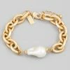 Vendor-unknown Lane Gold Pearl Charm Chain Bracelet
