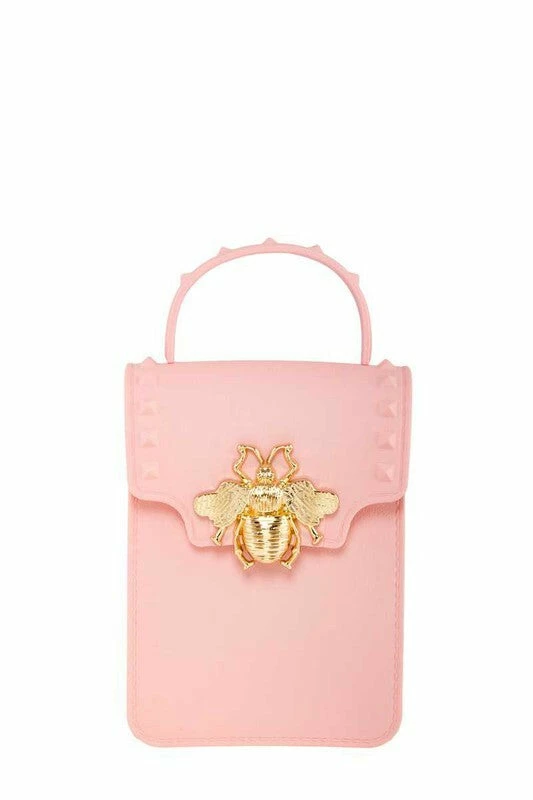 Vendor-unknown Stephany Pink Gold Bee Decorated Rectangular Jelly Bag