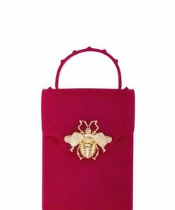 Vendor-unknown Stephany Magenta Gold Bee Decorated Rectangular Jelly Bag JUST IN
