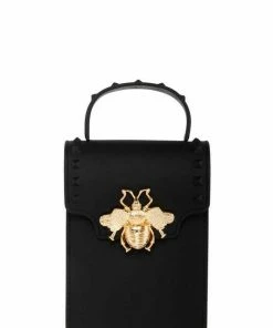 Vendor-unknown Stephany Black Gold Bee Decorated Rectangular Jelly Bag