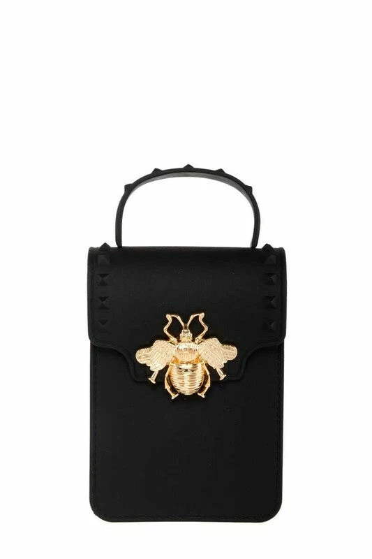 Vendor-unknown Stephany Black Gold Bee Decorated Rectangular Jelly Bag