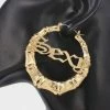 Vendor-unknown JUST IN SEXY Gold Metal Bamboo Hoop Message Pin Catch Earrings