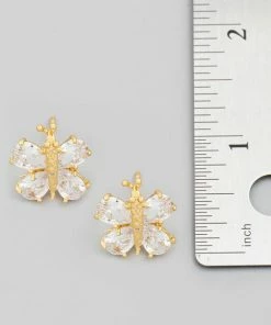 Vendor-unknown Jackie Gold Mini Rhinestone Bee Stud Earrings JUST IN