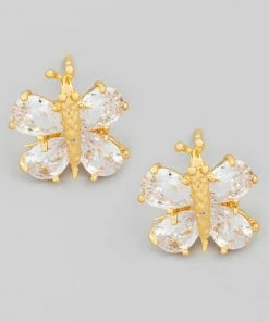 Vendor-unknown Jackie Gold Mini Rhinestone Bee Stud Earrings JUST IN