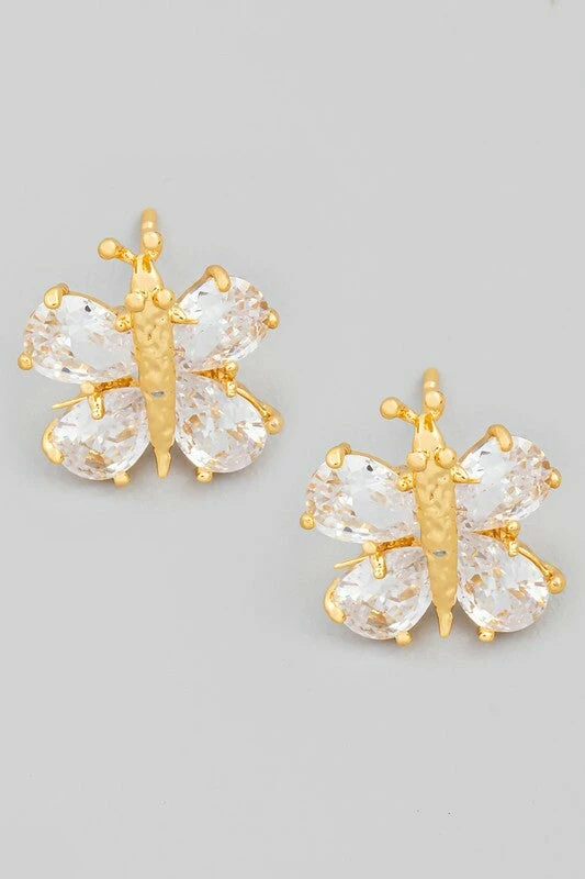 Vendor-unknown Jackie Gold Mini Rhinestone Bee Stud Earrings JUST IN