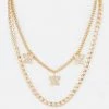 Vendor-unknown JUST IN Marra Gold Crystal Butterfly Layer Chain Necklace