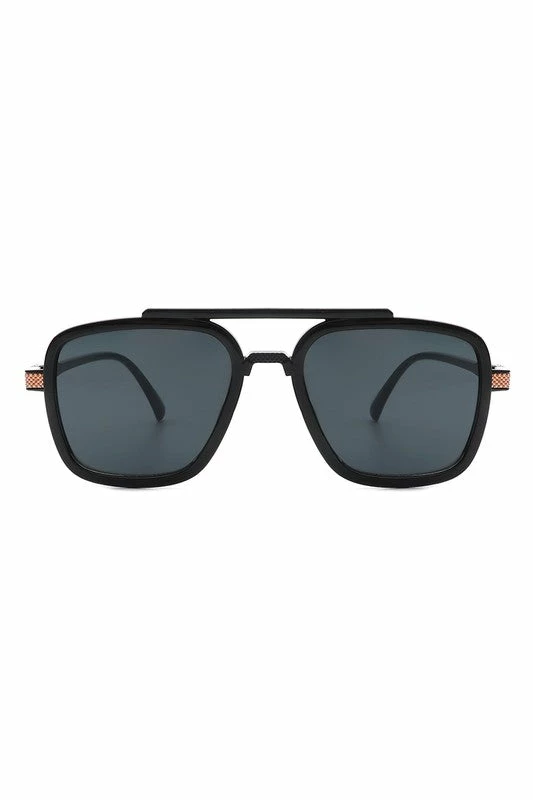 Vendor-unknown Briella Black Square Aviator Retro Sunglasses JUST IN