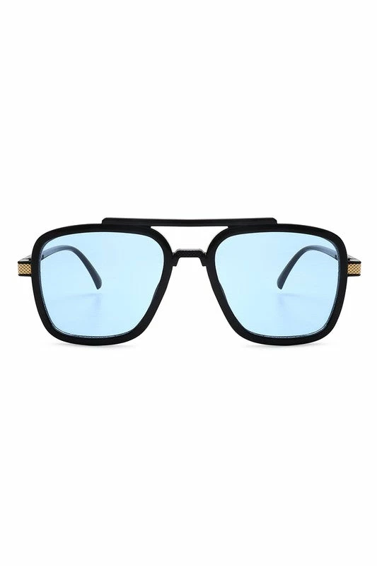 Vendor-unknown Briella Blue Square Aviator Retro Sunglasses JUST IN