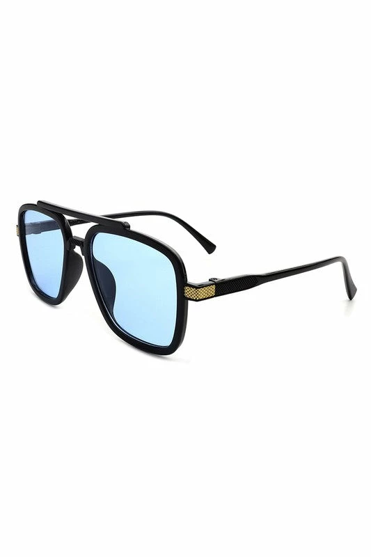 Vendor-unknown Briella Blue Square Aviator Retro Sunglasses JUST IN