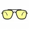 Vendor-unknown Briella Yellow Square Aviator Retro Sunglasses
