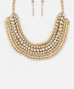 Vendor-unknown Ajay Gold Crystal Collar Statement Necklace Set Necklace JUST IN