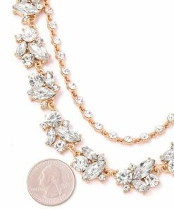 Vendor-unknown Morra Gold Crystal Station Double Chain Necklace